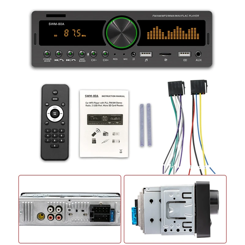 

1 DIN автомобильный MP3 мультимедийный плеер Bluetooth Радио стерео радио