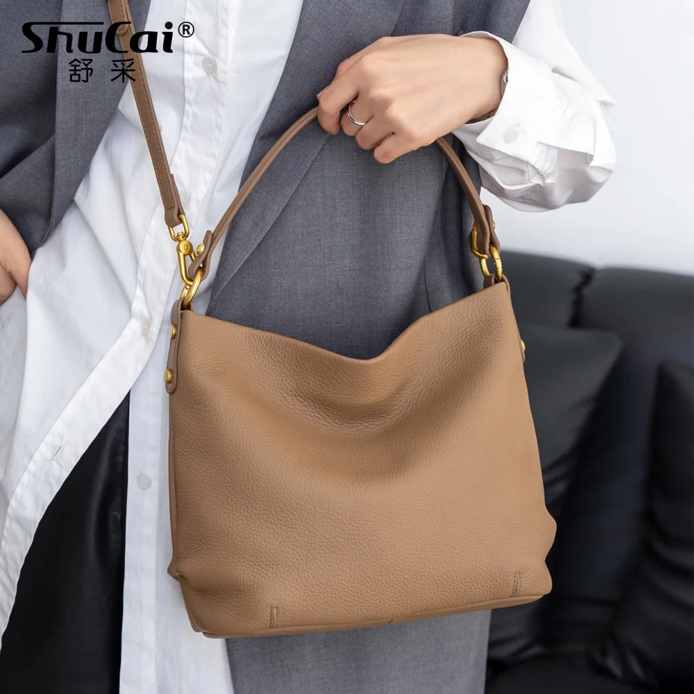 

Женская сумка-ведро из натуральной коровьей кожи через плечо, роскошная дизайнерская брендовая женская мягкая сумка из воловьей кожи, новинка высокого качества