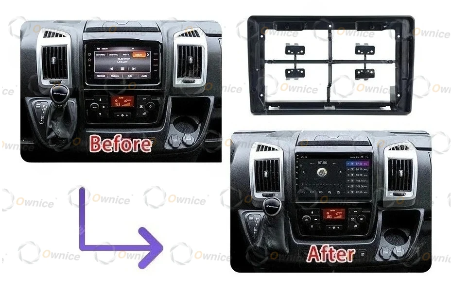 

Ownice 9" Car Radio Fascias for Fiat Ducato Peugeot Boxer Citroen Jumper 2011 - 2022 Stereo Panel Wiring Harness Power Cable