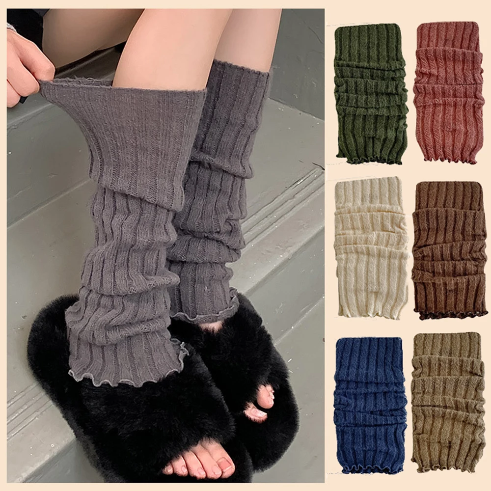 New Korean Style Leg Warmers Women Fashion Long Soft Stockings Solid Color Knee Socks Autumn Winter Warm Thick Leg Warmers 2023