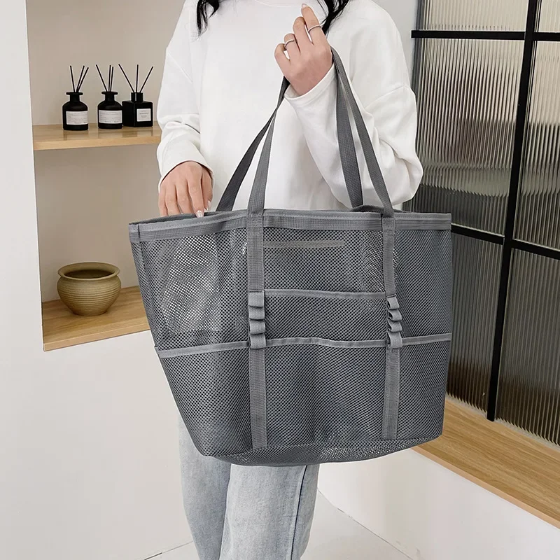 

Foldable Lightweight Beach Bags Large Capacity Grocery Produce Tote Bag Beach Shoulder Bag Women's Casual Shopping Bags