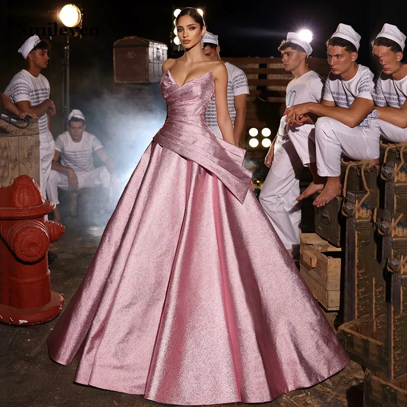 Smileven-Robe de Mariée Princesse Rose Brillante, Tenue de Mariage, Longueur au Sol, Forme Trapèze, Col en V