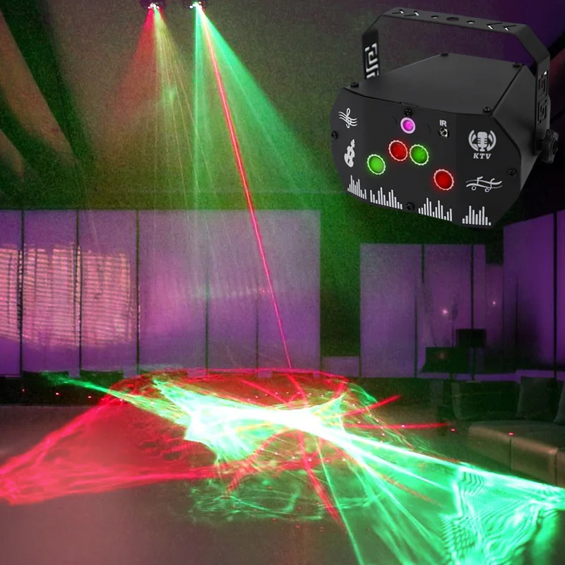 Multi‑Mode RG Laser LED Atmosphere Light USB Powered Sound Activated With Remote Control For Indoor Party KTV Pub Disco Wedding