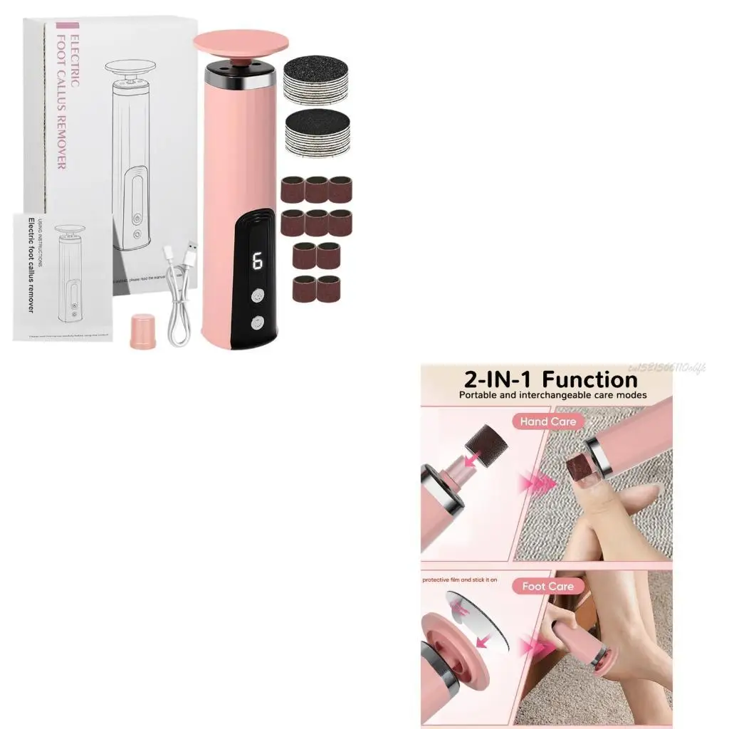 

27RB Electric Foot File Ergonomic Handle USB Rechargeable Pedicure Grinder Suitable for Smooth Soft Feet Care