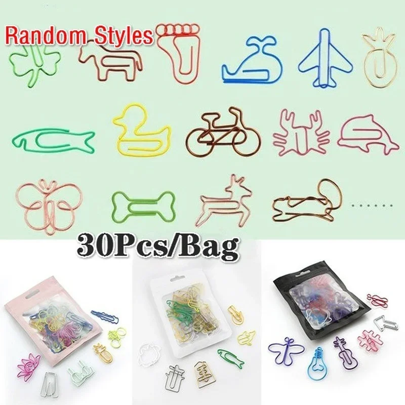 New School Office DIY Stationery 30Pcs Creative Colorful Decorative Paper Clips Bookmark Memo Holders Random Book Page Markers