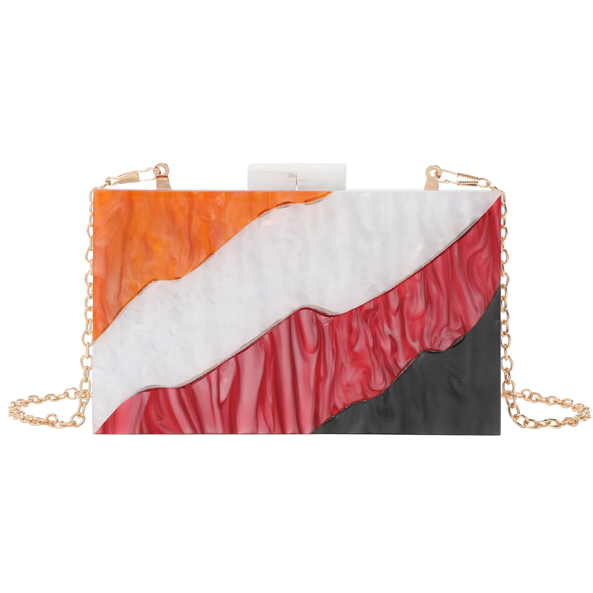 Ladies Dinner Striped Splicing Acrylic Bag Trendy Fashion Clutch Bag Carteras Diseñador De Lujo Crystal-Embellished Party Clutch