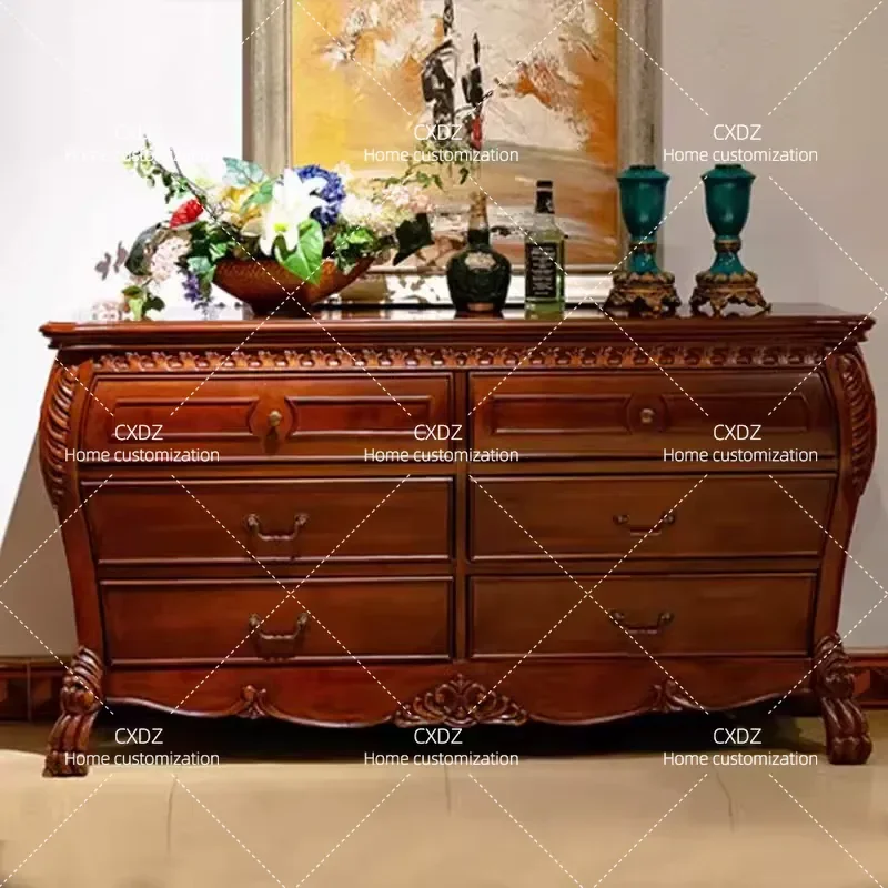 Solid Wood Nine Drawer Chest Cabinet Bedroom Storage Locker Jewelry Organizer Wall Mounted Retro Dining Room Sideboard