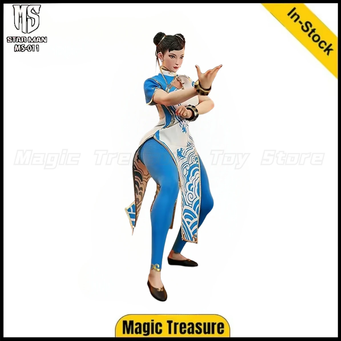 

【In stock】 Original STAR MAN Street Fighter Chun Li Blue Moiré White Cheongsam Version 1/6 Movable Doll Model Toy Figure