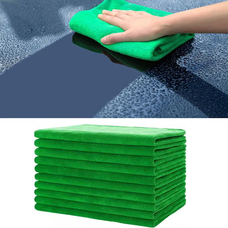 1/10Pcs Car Clean Drying Towels Microfiber Wash Cloth Green Soft Towels  Care Dishcloth Detailing Washing Accessories