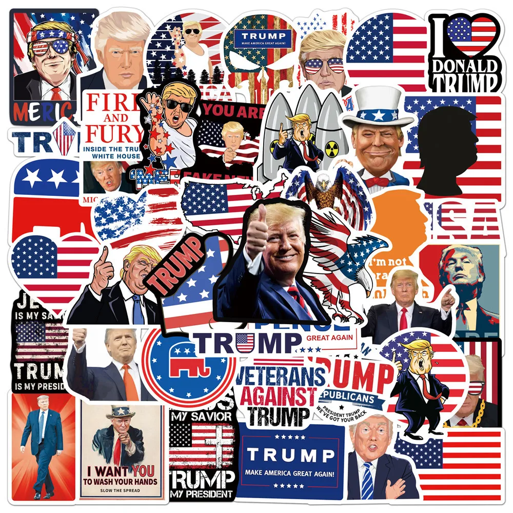 50pcs Donald Trump Fashion Classic Graffiti Stickers Car Skateboard Trolley Case Notebook Phone Decorate Sticke Gifts