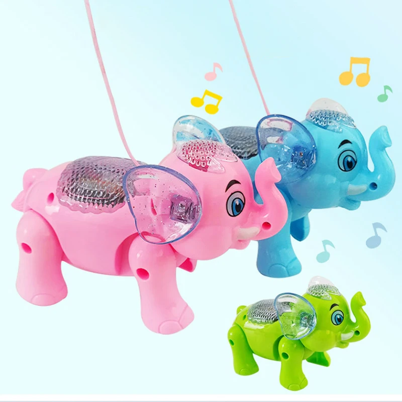 Children Electric Leash Elephant Toys Cartoon Cute Animal Light Up Music Walking Baby Crawling Toys Kids Holiday Birthday Gift