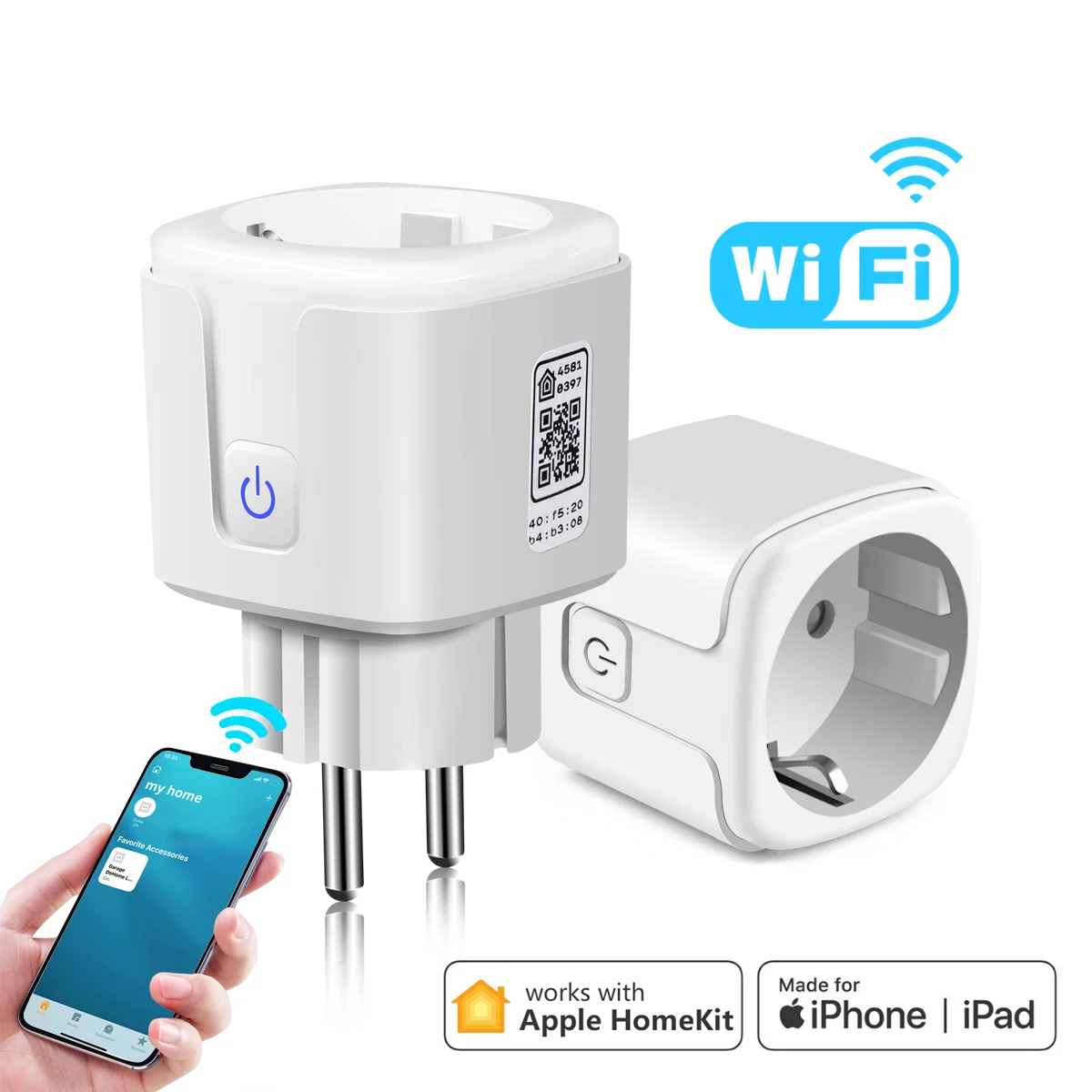 Home kit WiFi Smart Switch 16A EU Power Socket Wireless Wall Outlet Siri Voice Remote Control Work With Apple Homekit  ﻿