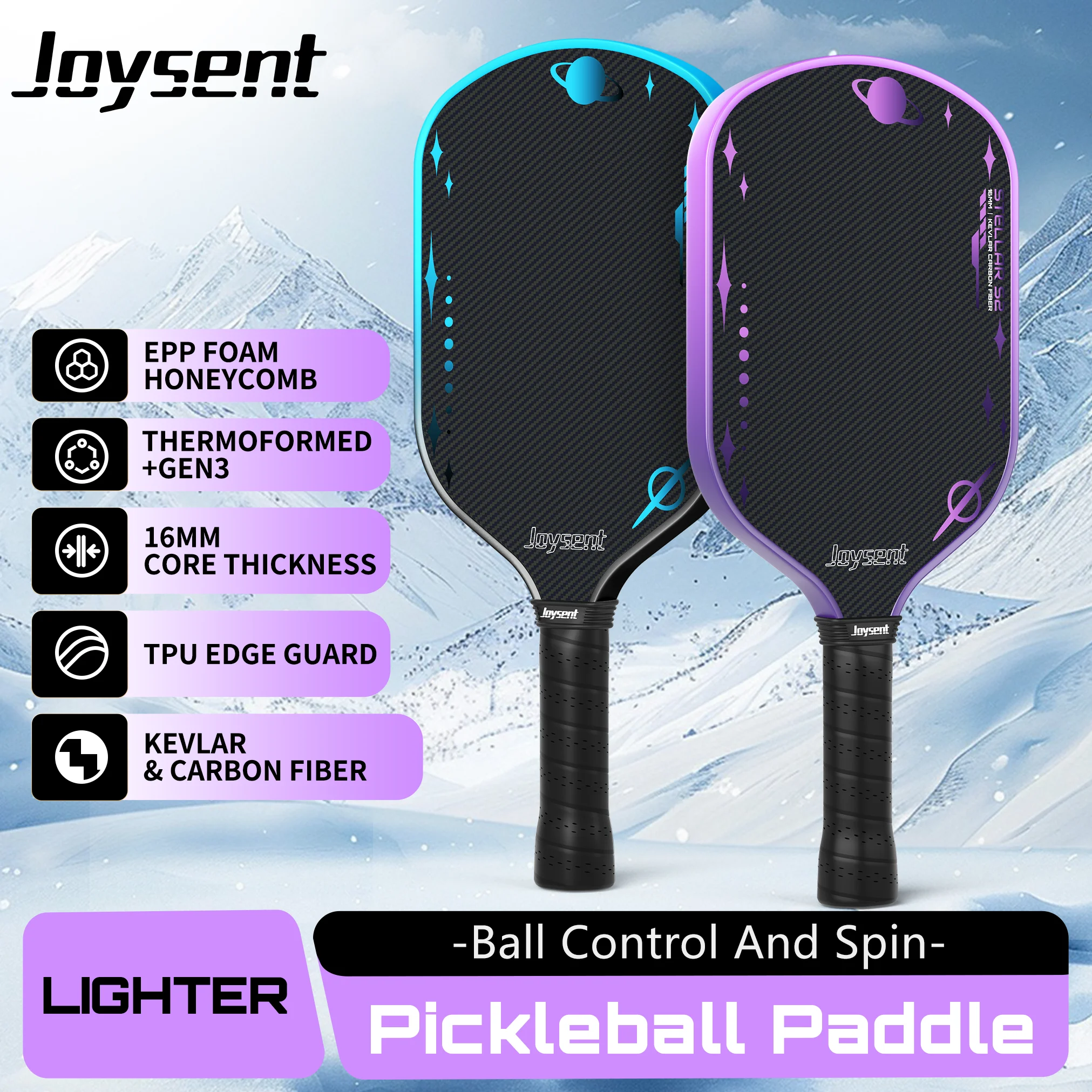 Joysent Kevlar Pickleball Paddle 16mm EPP Gearfoam Thermoformed Pickleball Racket For Control And Spin Carbon Fiber Paddles