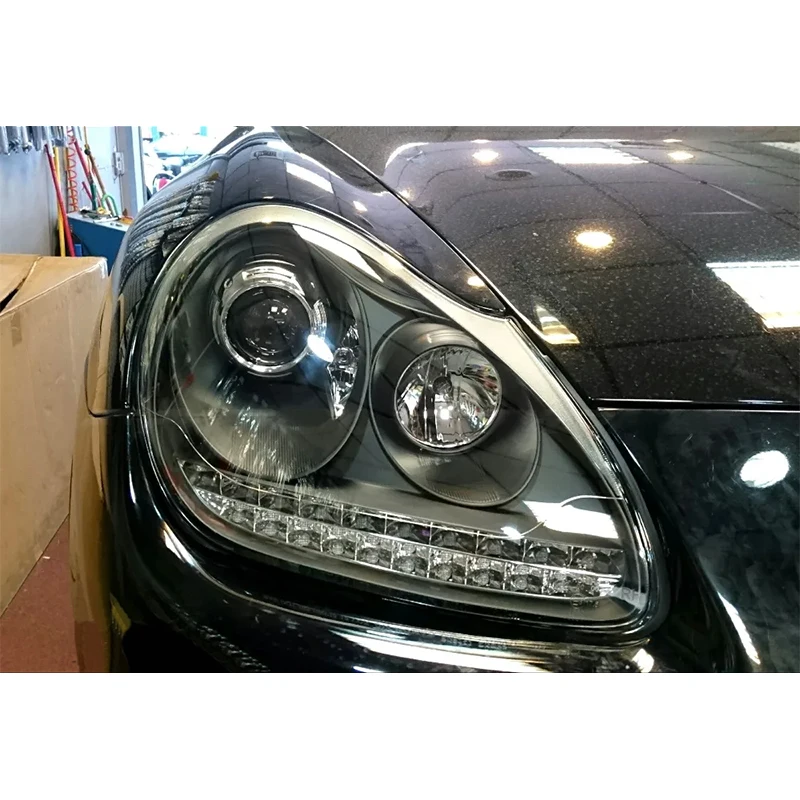Neue weiße LED-Scheinwerfer für Porsche Cayenne 2003–2007, Frontstoßstangenposition, Halogenlampentyp