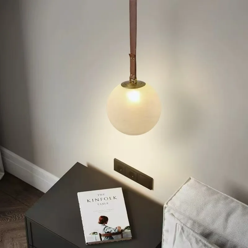 

Nordic fashion belt glass small chandelier modern minimalist art designer bedroom bedside bar living room entrance