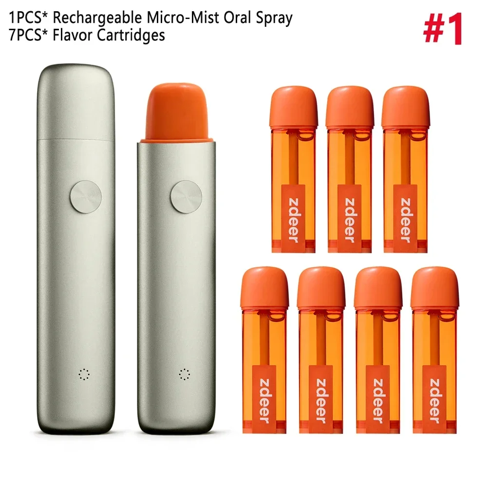 ZDEER PW13 Electric Cool Breath Spray, Portable Micro-Mist Probiotic Mouth Spray, with 7 Assorted Flavor Refill Cartridges