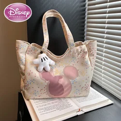 Disney New Women's Canvas Handbag Large Capacity Shoulder Bag Cute Armpit Mommy Niche Shopping Bag