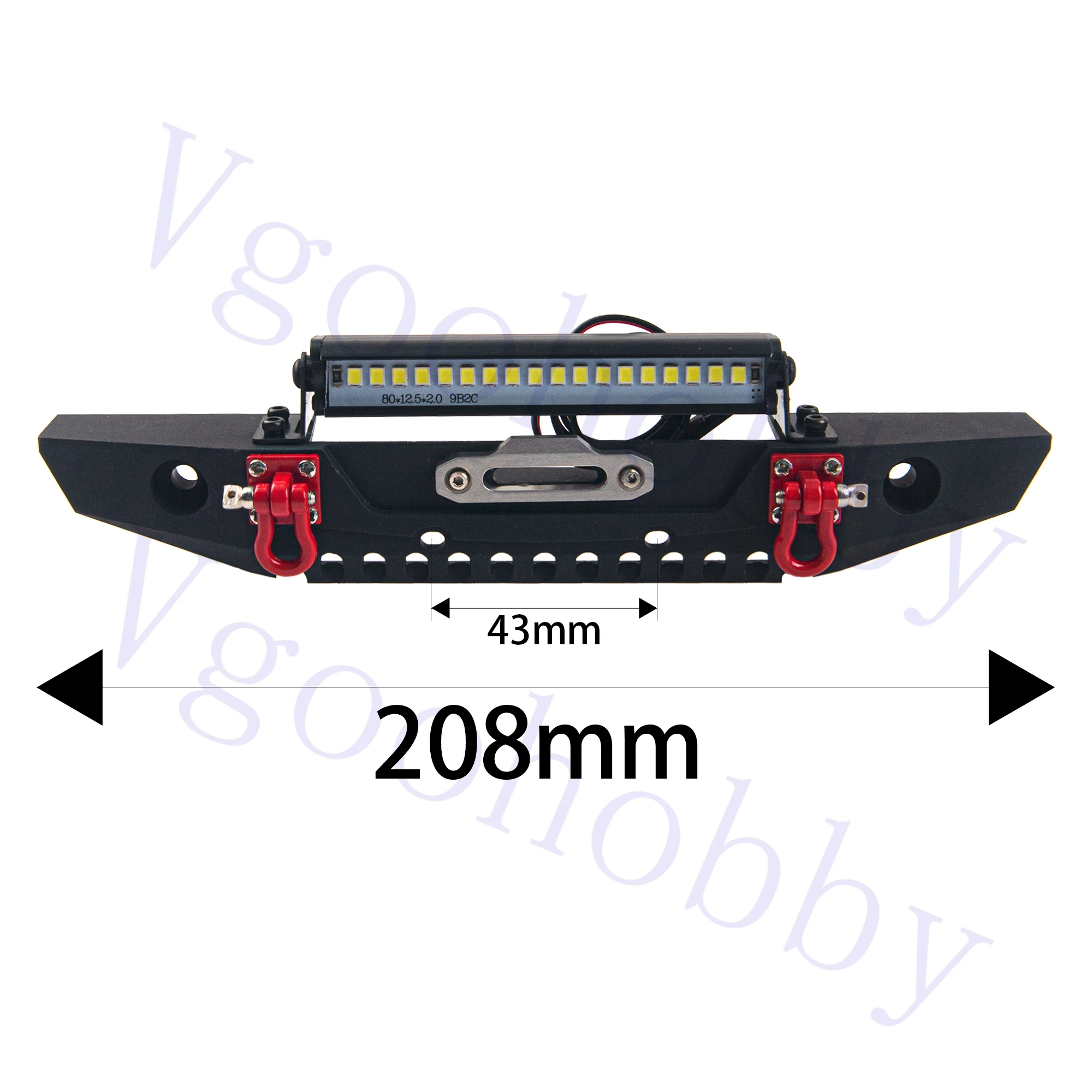 Metal Front Bumper with Lights Bar Tow Trailer for Traxxas TRX-4 Axial SCX10 90046 90047 SCX10 II 1/10 RC Crawler Car