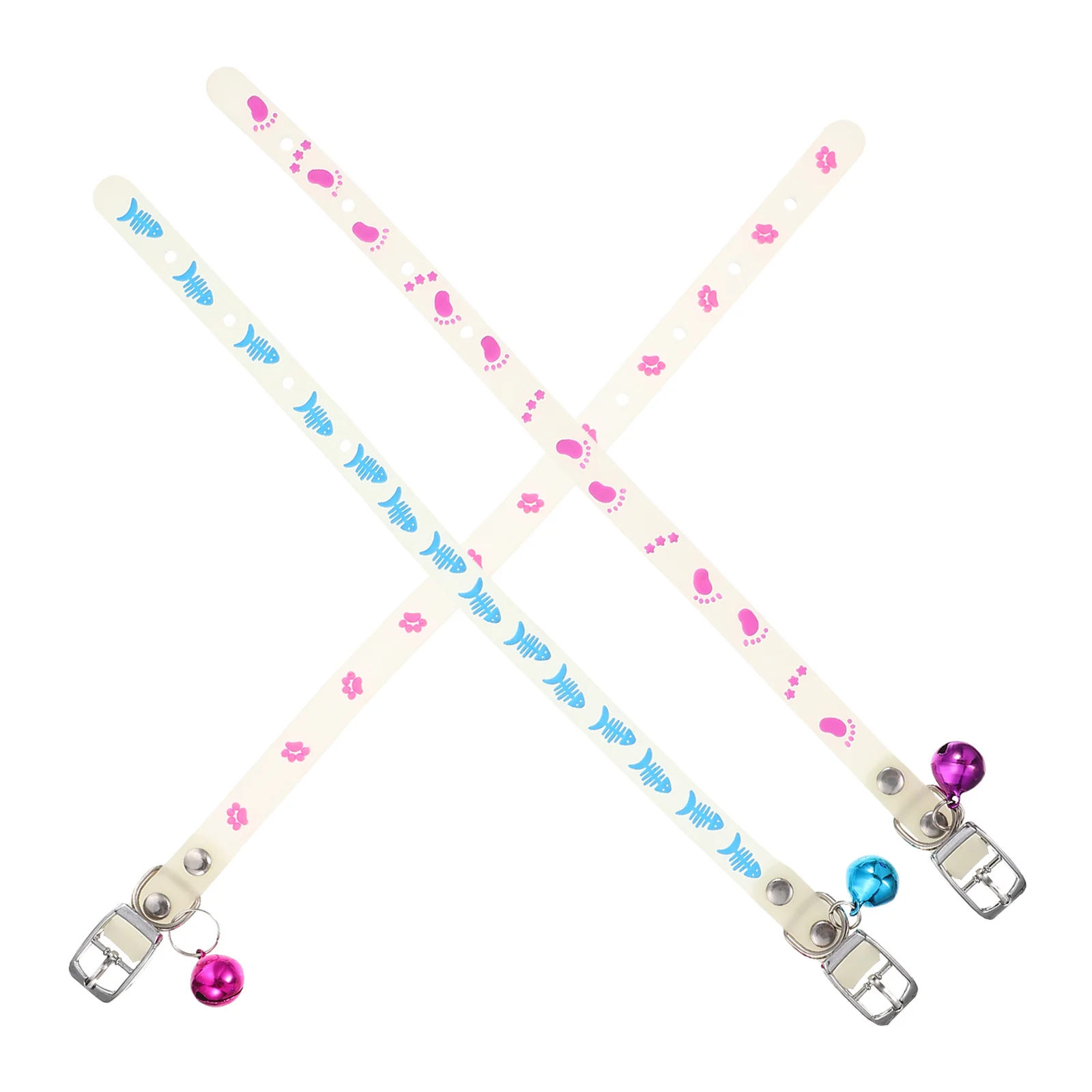 

3Pcs Fluorescent Pet Collars Bright Silicone Puppy Cat Collar Soft Breathable Night Safety Collar Bell Decoration