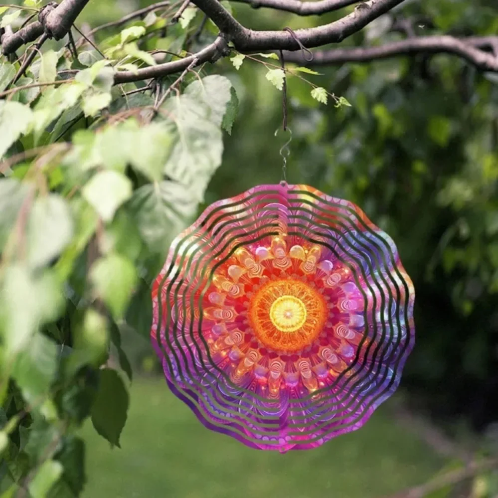 Vibrant Color Metal Wind Spinner with Swivel Hook All‑Season Hanging Ornament for Garden Balcony Lawn Patio Outdoor Yard Decor
