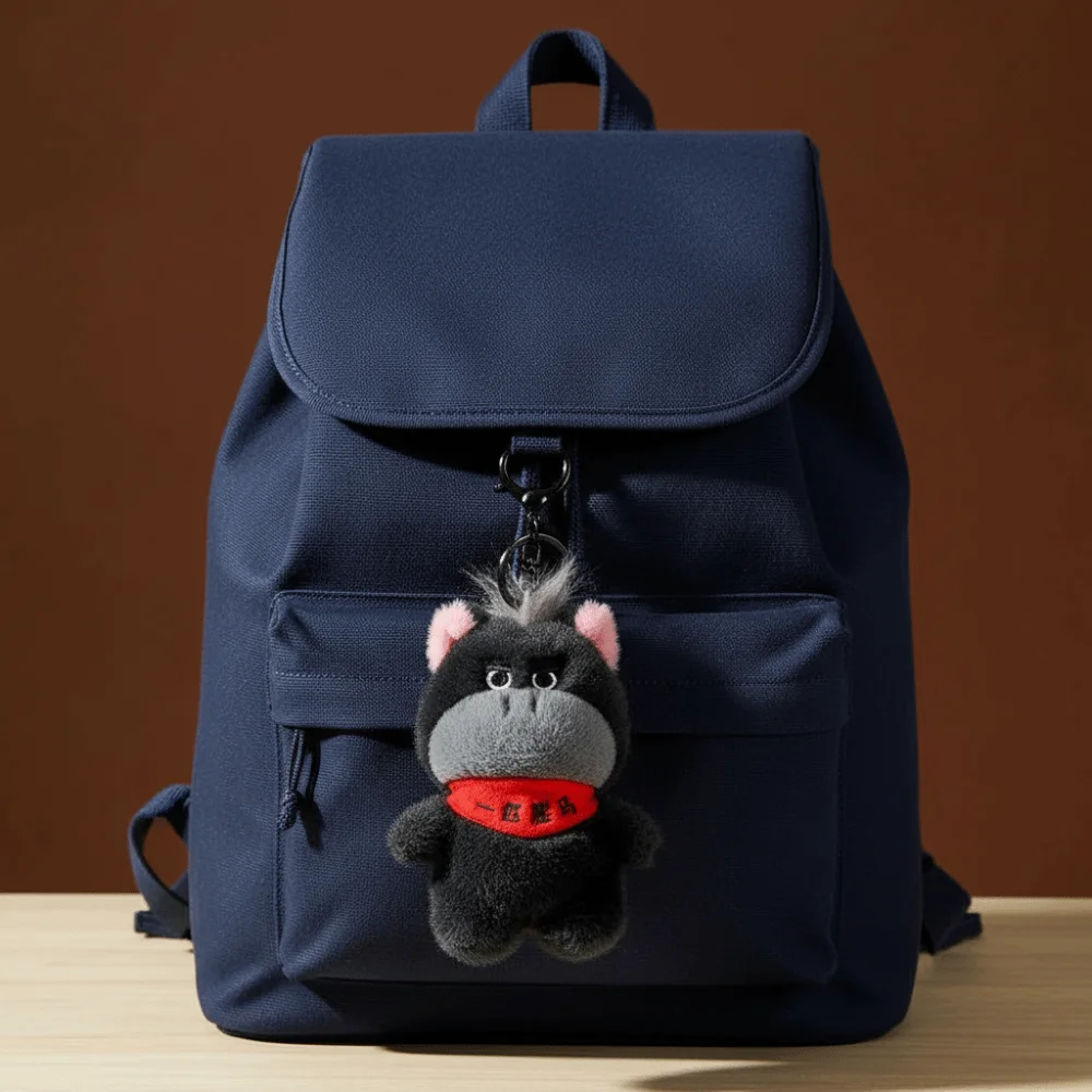 ギフトアイデア 漫画風馬のぬいぐるみキーホルダー ぬいぐるみ黒ポニーペンダントキーリング ソフトシミュレーション馬キーホルダー 誕生日プレゼント