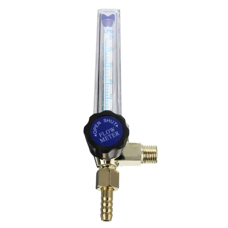 1pc 7mm Barb Argon Flow Meter 1/4PT 0.15 MPA Gas AR/CO2 Welding Regulator Clear & Gold