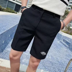 Summer Men's Casual Pants Elastic Shorts Men's Trendy Five Quarter Pants White Shorts New Men's Outdoor Straight Leg Loose Short