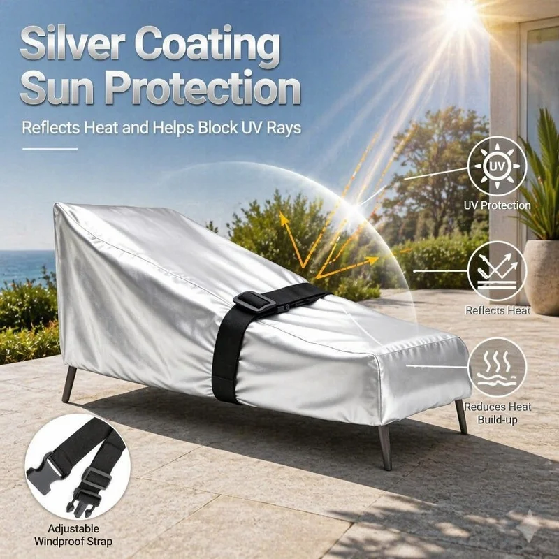 Outdoor lounge chair cover with windproof straps，Beach cover, dust cover, garden chair cover，Rocking chair protective cover dust