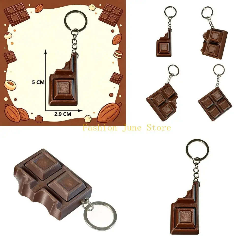 N5KA Bag Charm Chocolate Inspired Press Keychain 3D Printed PLA Novelty Toy for Keys, Study Breaks and Daily Carry Use