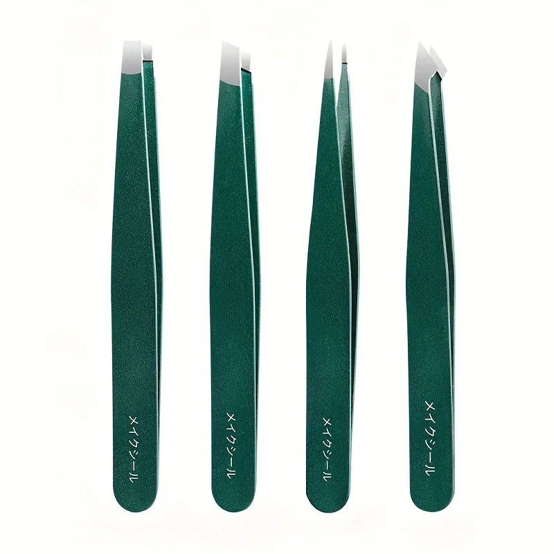 Conjunto de pinças de aço inoxidável, 4 unidades, clipe de sobrancelha, extrator de cabelo fino multifuncional, adequado para remoção de pelos faciais