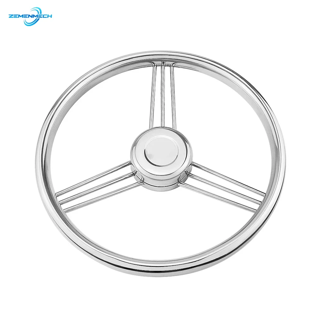 

13-1/2'' 342mm Steering Wheel 316 Stainless Steel Marine Grade 3 Spoke 15 Degree Boat Yacht Accessories Polish Barco Camper Van