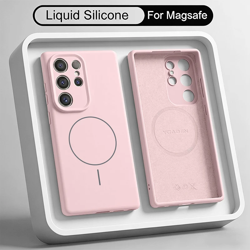 Magnetic Liquid Silicone Soft Case For Samsung Galaxy S26 S25 S24 S23 S22 Ultra S25 Plus For Magsafe Shockproof TPU Phone Cover