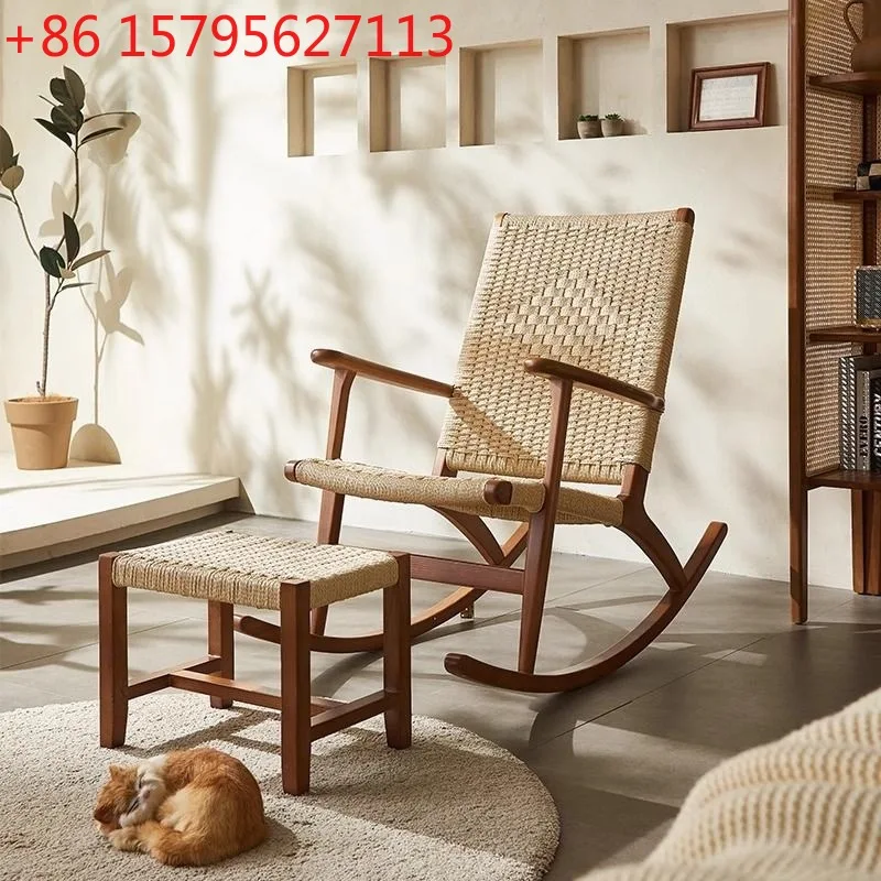 Rattan Craftsman Rattan Rocking Chair Japanese Home Leisure Outdoor Balcony Rattan Chair Simple and Modern