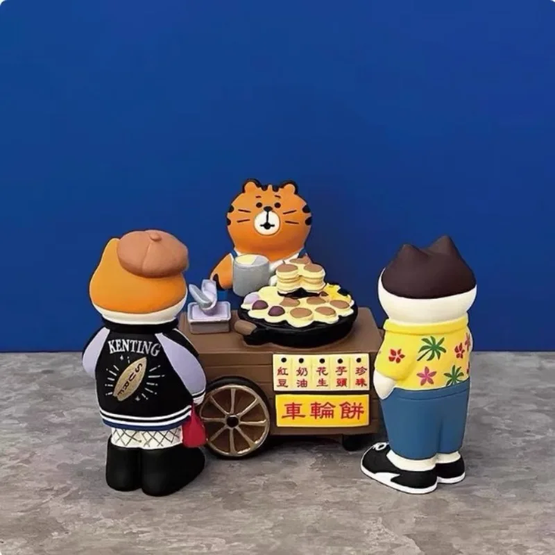 القط الياباني لطيف السوق الليلي فتاة الشواء كشك مكتبة مشهد مصغر خلق الراتنج الحرف الديكور #3