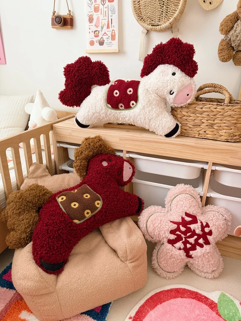 

Luy Year New Year's Pillow Cute Home Living Room Sofa Decorations Year Mascot Plu Pillow Office Decorations