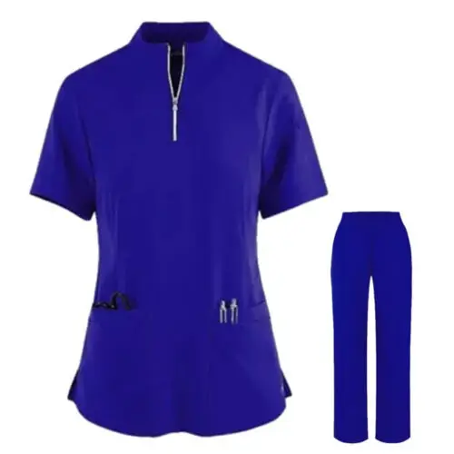 Babyoung Brand New Women's Zippered Collar Short Sleeved Frosted Set Nurse Uniform Accessories