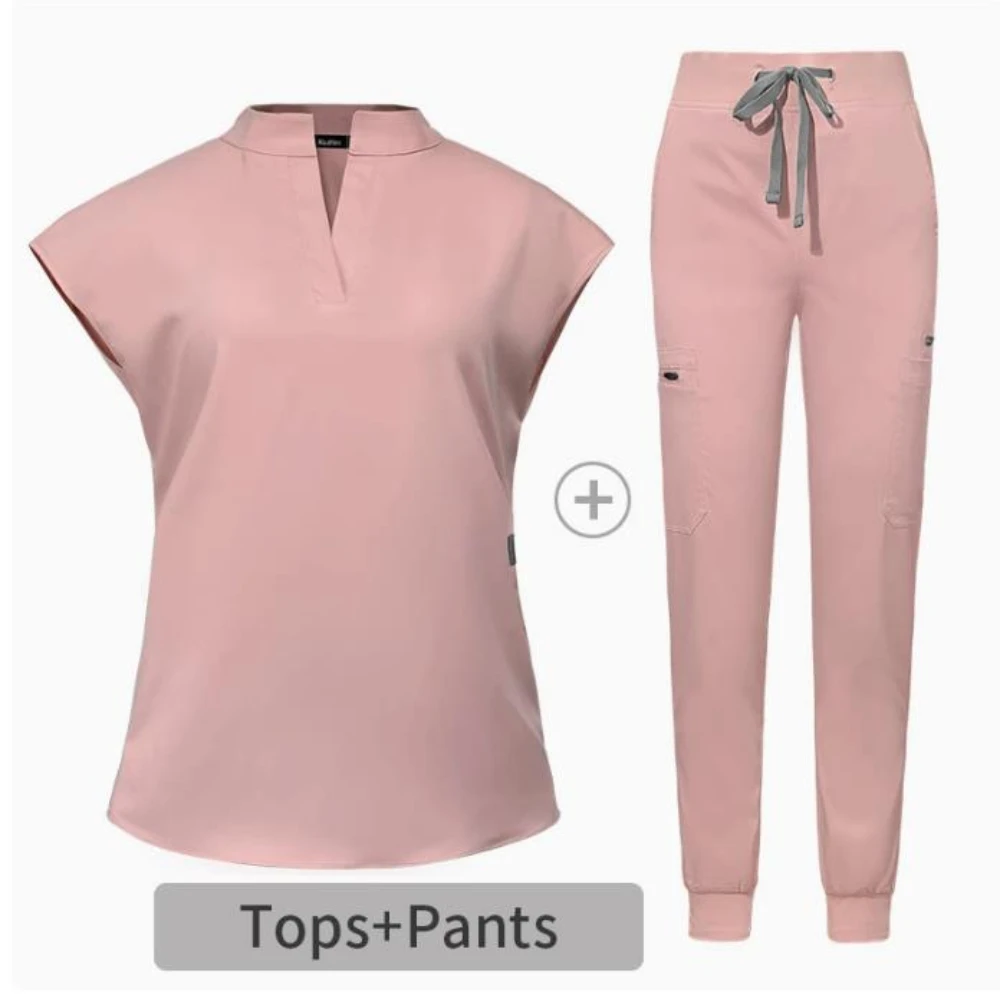 Surgical Uniforms Woman Scrubs Set for Men Nurse Uniform Jogger Suit Stretch Top & Pants Multi Pocket Nurse Esthetician Workwear