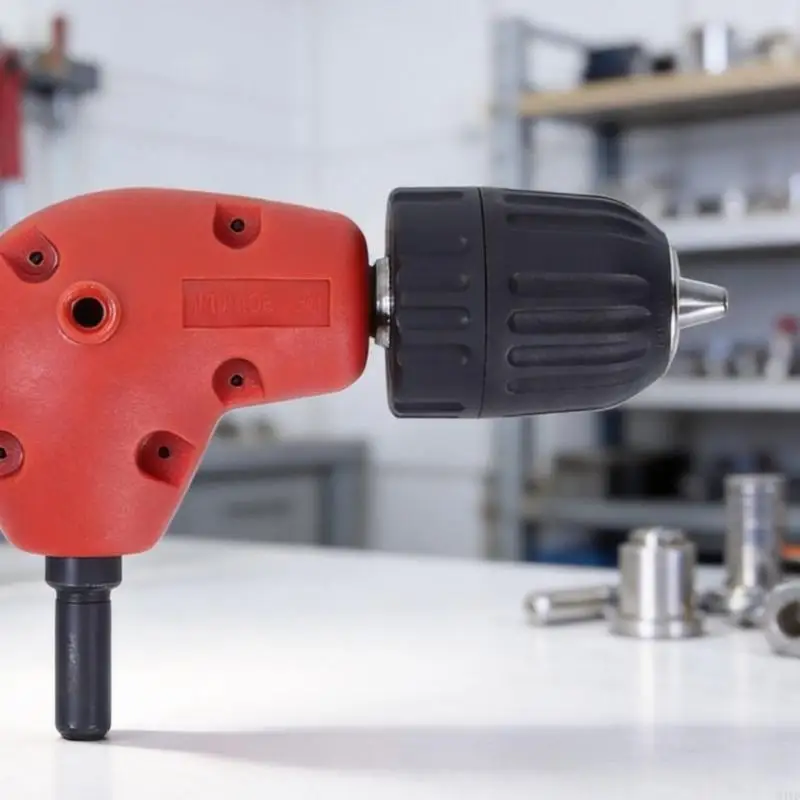 90 Degree Drill Adapter with Input Stem, Side Handle, and Corner Access for Tight-Corner Drilling and Screw-Driving M4YD