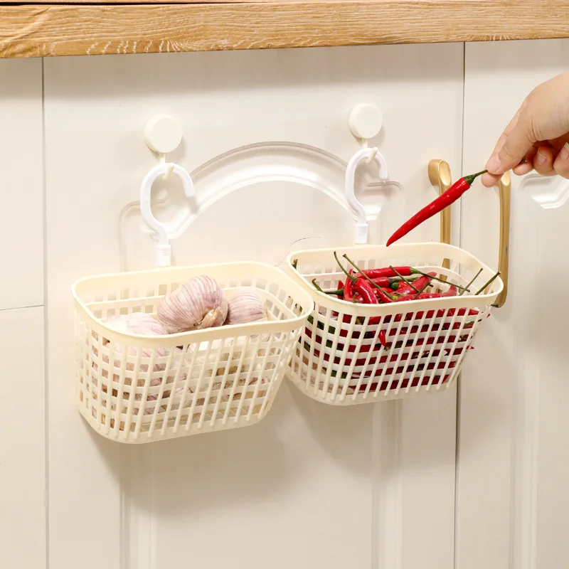 Kitchen Onion Storage Basket Wall-mounted Storage Box Small Rack Bathroom Bedside Hanging Basket Ginger Garlic Storage Baskets