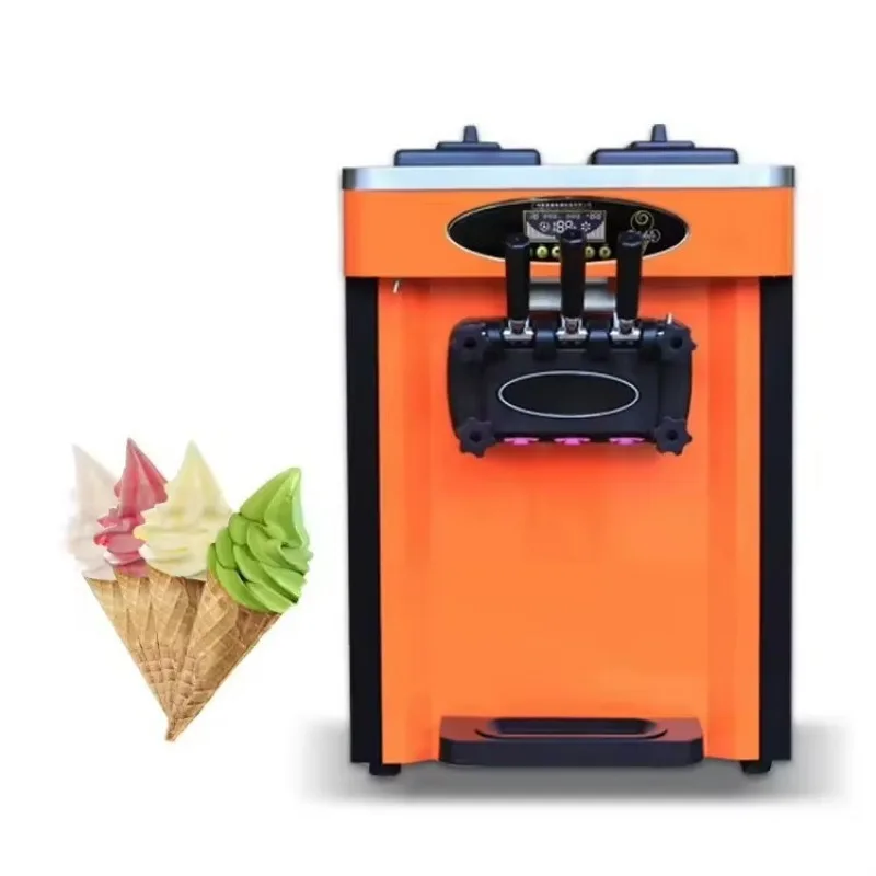 The very popular Maquina De Sorvete tabletop model with 3-flavored ice cream, easy to handle, and painted yellow
