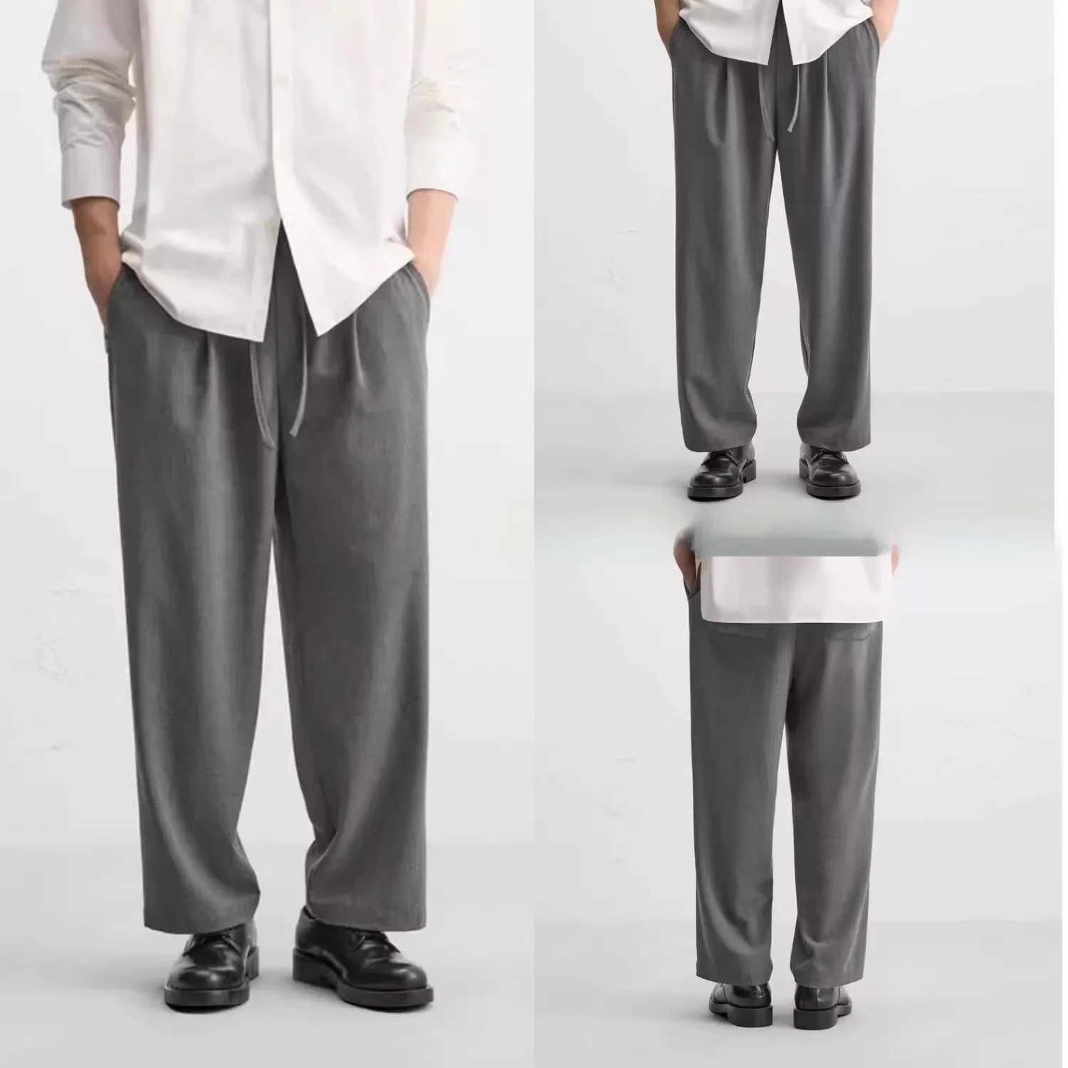 

Fall 2024 Men's Casual Trousers Loose Balloon Sle Trendy Straight Leg Long Pants Comfortable Faionable Youthful Pure Color