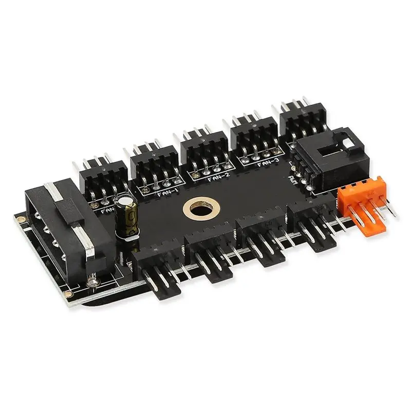 AT82-PWM Fan Control Hub 10 Port 12V 4 Pin Chassis Fan HUB CPU Cooling Power Supply Adapter SATA Controller Speed