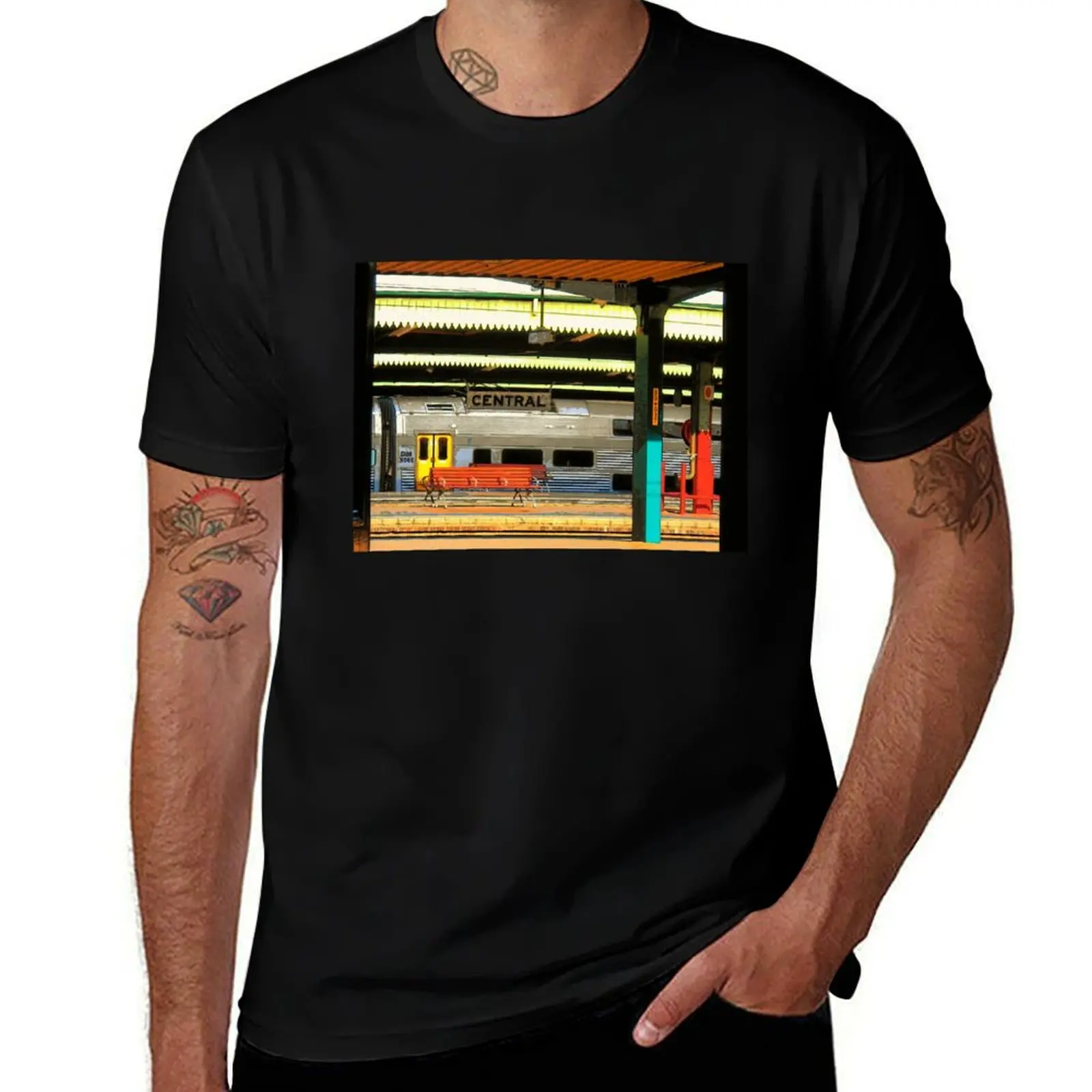 Train at Central Station, Sydney, Australia. T-Shirt vintage graphic tee man clothes basketball graphic tees men clothing