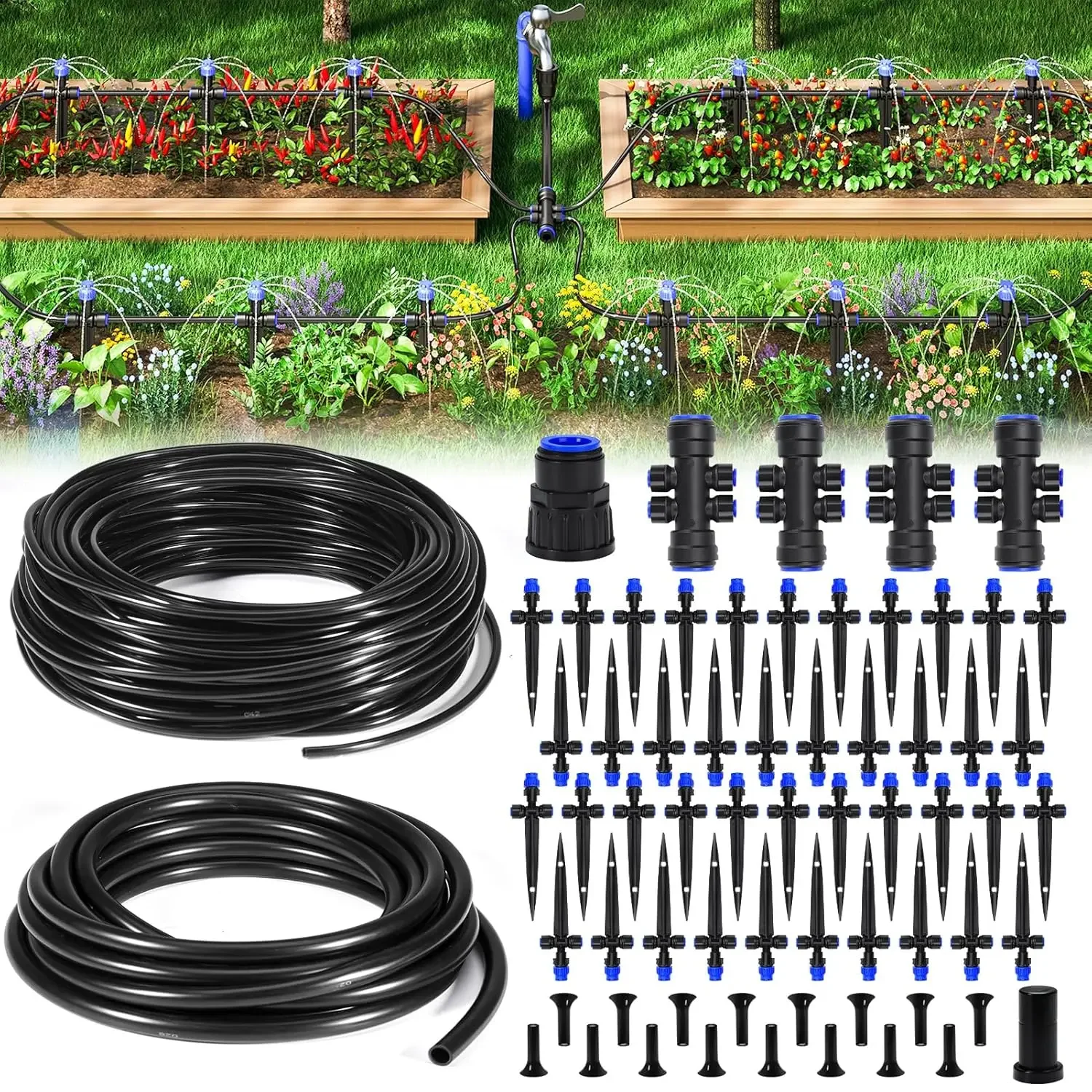 

Drip Irrigation Kits for Plants, New Quick Connector, Blank Distribution Tubing, Saving Water Automatic Irrigation Equipment