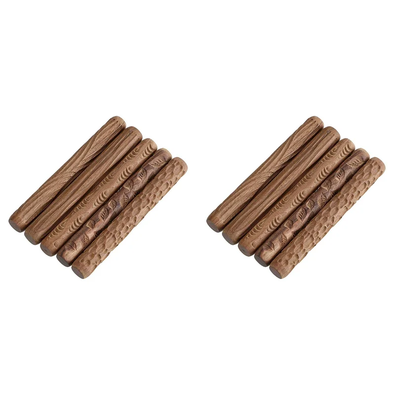 

10 Pcs Pottery Tools Wood Hand Rollers,For Clay Stamp Pattern/Roller Pattern, Tools,Arcilla Polimerica Dab Tool-B51B