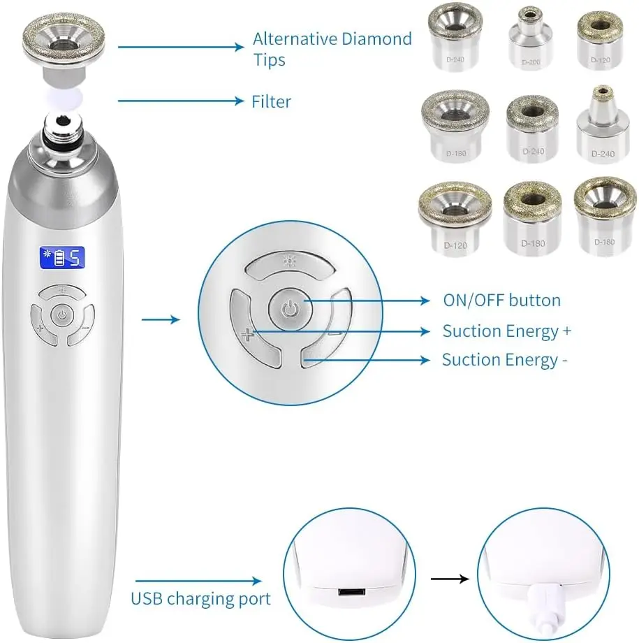 آلة اللوازم الطبية الماسية، أداة تقشير الجلد الدقيقة المحمولة لإزالة الرؤوس السوداء، جهاز العناية ببشرة الوجه للاستخدام المنزلي #2