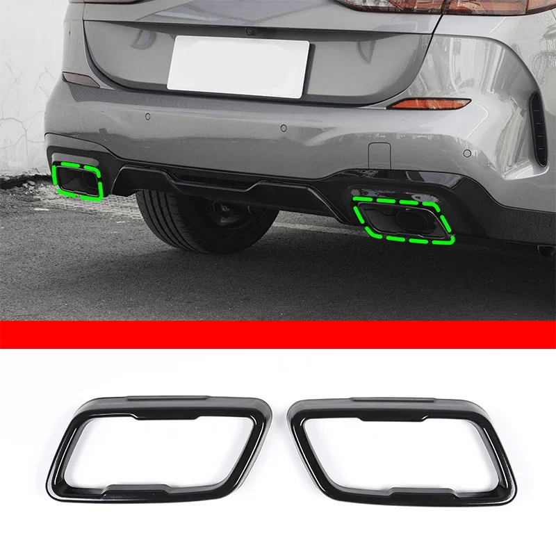 

2pcs Black Stainless Steel Car Exhaust Pipe Cover Trim For BMW 2 Series F44 2020-2023 Car Accessories