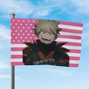 Katsuki Bakugo Flag My Hero Academia Tapestry Barber Shop Funny Flags for Bedrooms Flaga Bedroom Stuff Outdoor Decor Advertising