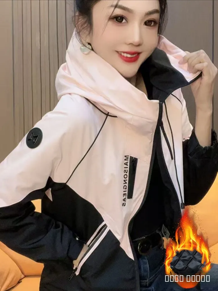 2026 hiver nouveau Faion décontracté ort Jaet femmes ample coton Thiened tout-Match coupe-vent haut fermeture à glissière couleur