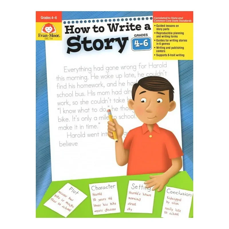 Evan-Moor How to Write a Story, Grades 4-6 Workbook,aged 9 10 11 12, English book 9781557998026